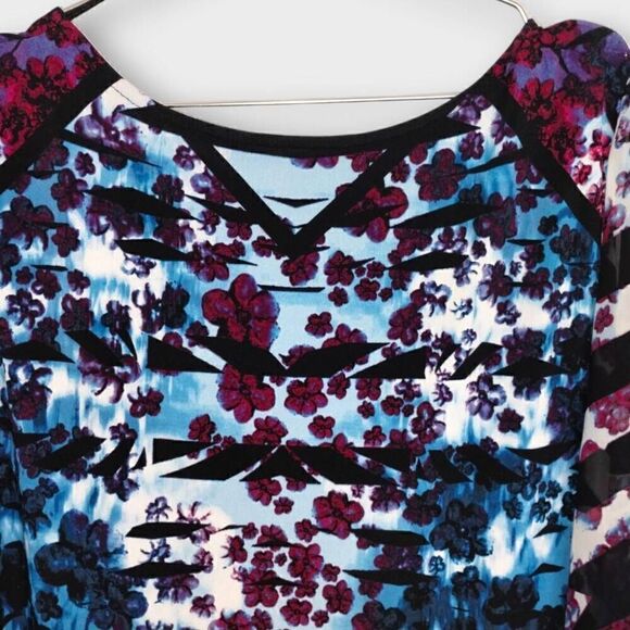 Valerie Stevens Womens Tunic Sz XL Dress‎ Blue Black Relaxed Fit Chiffon Granny - Picture 3 of 14